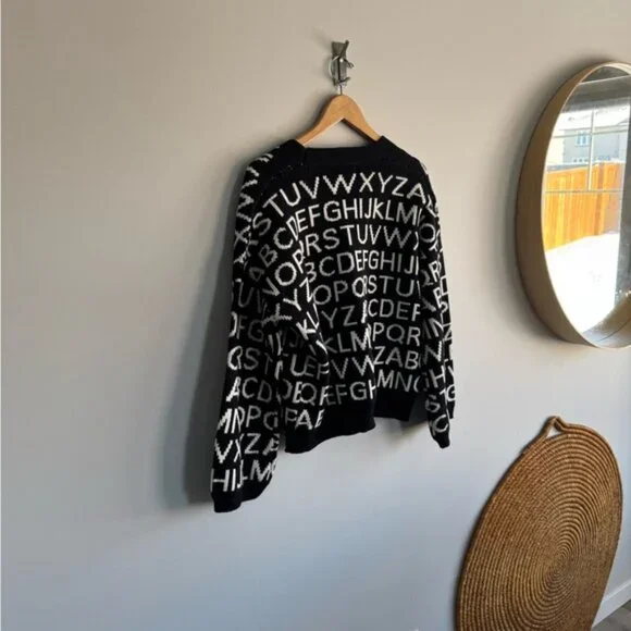 Fashion nova medium Trendy Black and White Lettered Cardigan - Picture 13 of 13